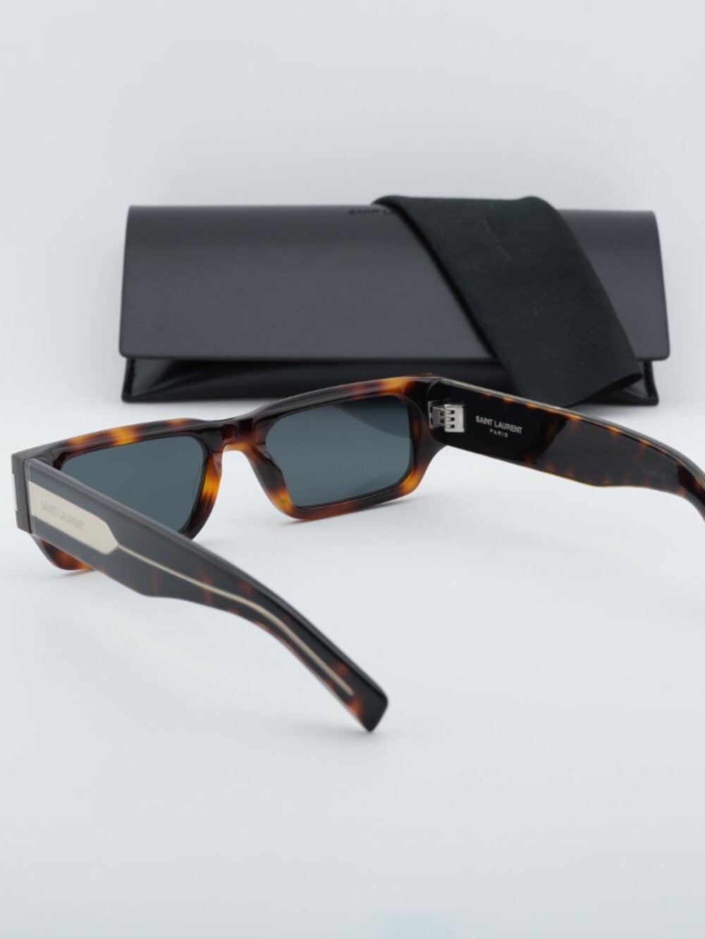 Saint Laurent SL660 002 Unisex Rectangle Sunglasses - Havana / Grey - Picture 10 of 13